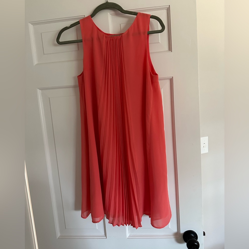 Coral Sleeveless Pleated Dress bcbg